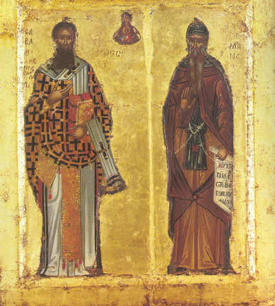 Sfinții Sava și Simeon, icoană portabilă, Sf. M. Hilandar, sec. XV