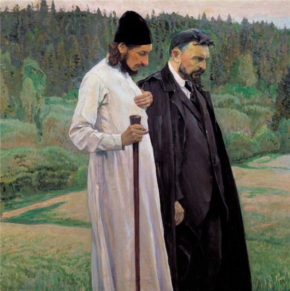 Pavel Florensky şi Sergei Bulgakov (tablou de Mikhail Nesterov - 1917)