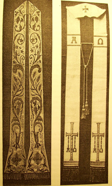 Stolé de mătase cu ornamente brodate (Roulin, 1931: 137)