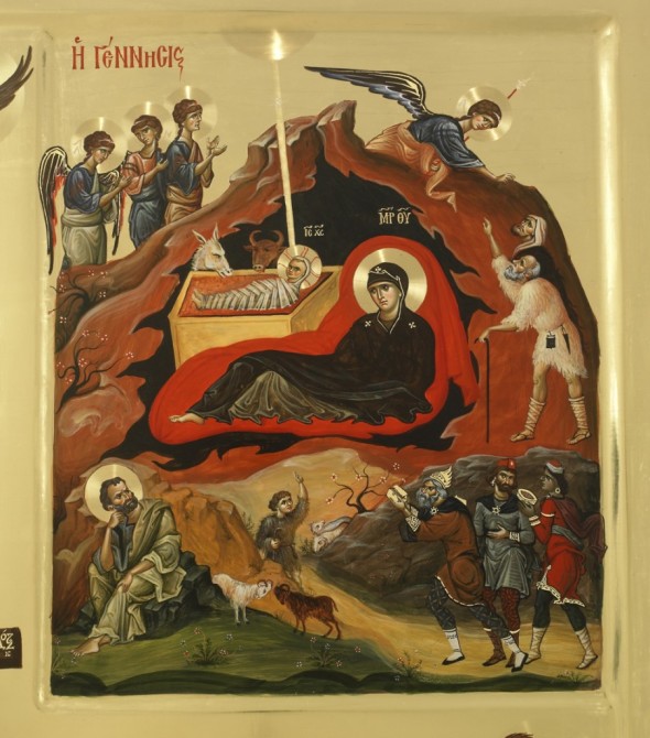 Naşterea Domnului - icoană pictată în atelierul mănăstirii Vatoped