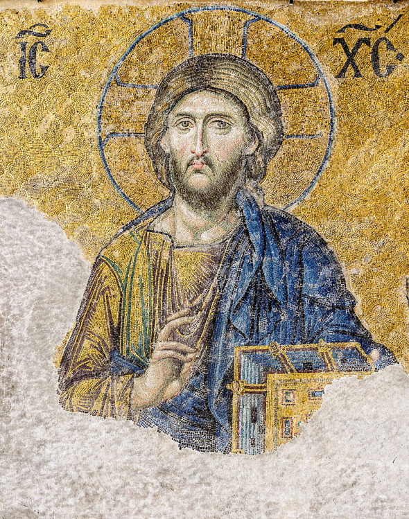 Icoana – Iisus Hristos Pantocrator, fragment de mozaic al scenei Deisis din Sfânta Sofia, Constantinopol