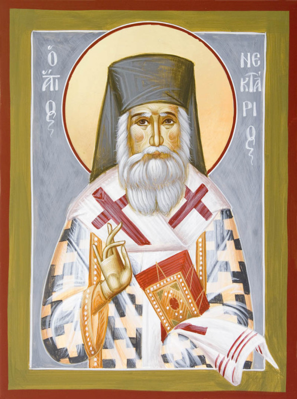 St. Nectarios, wooden icon. © Julia Bridget Hayes, The use is strictly forbidden