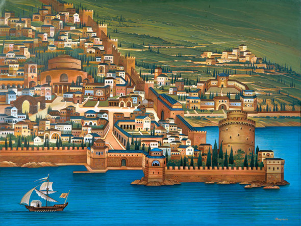 Tesalonicul bizantin - pictură de Thanássis Bakoiórgos