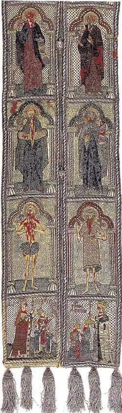 Epitrahil cu portretele donatorilor Neagoe Basarab, Milita Despina si sase dintre fiii lor (Manastirea Xenofon, inceput de secol XVI)