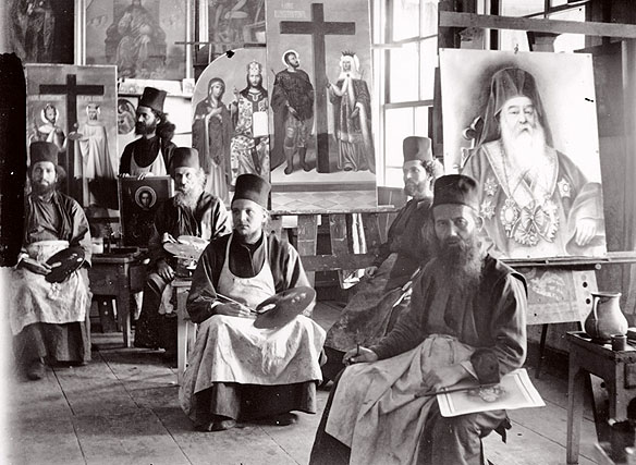 Atelierul de lucru al iconarilor ioasafiți, Kavsokalivia, începutul secolului al XX-lea